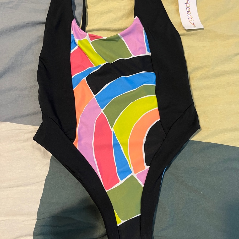 Speedo Black and Pink One Piece Swimsuit